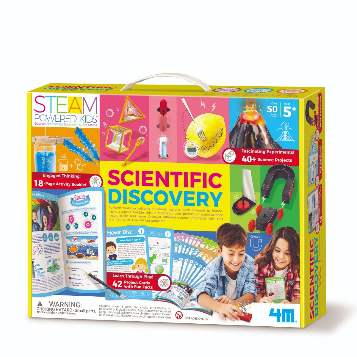 Kit stiintific cu 42 experimente STEAM Kids, 4M, Descoperiri stiintiice, Vol 1