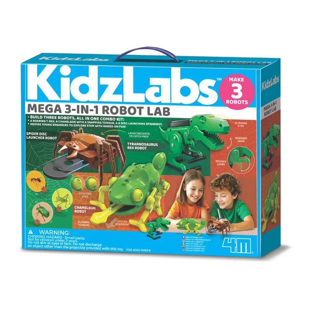 Mega laborator de robotica, 4M, Kidzlabs, 3 roboti