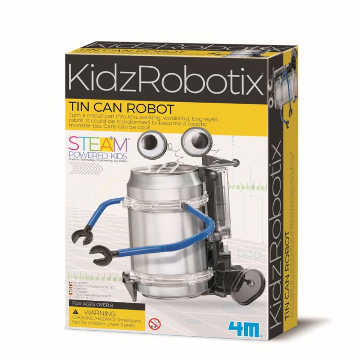 Kit constructie robot, 4M, Tin Can Robot Kidz Robotix 4M imagine noua responsabilitatesociala.ro