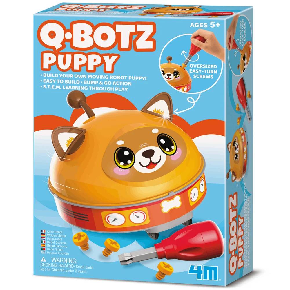 Kit de asamblare, 4M, Robot Q.Botz, Catelus Kidzrobotix