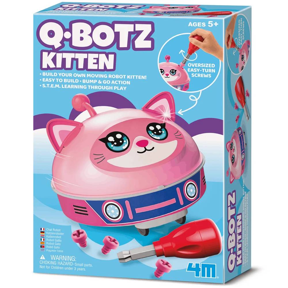 Kit de asamblare, 4M, Robot Q.Botz, Pisicuta Kidzrobotix