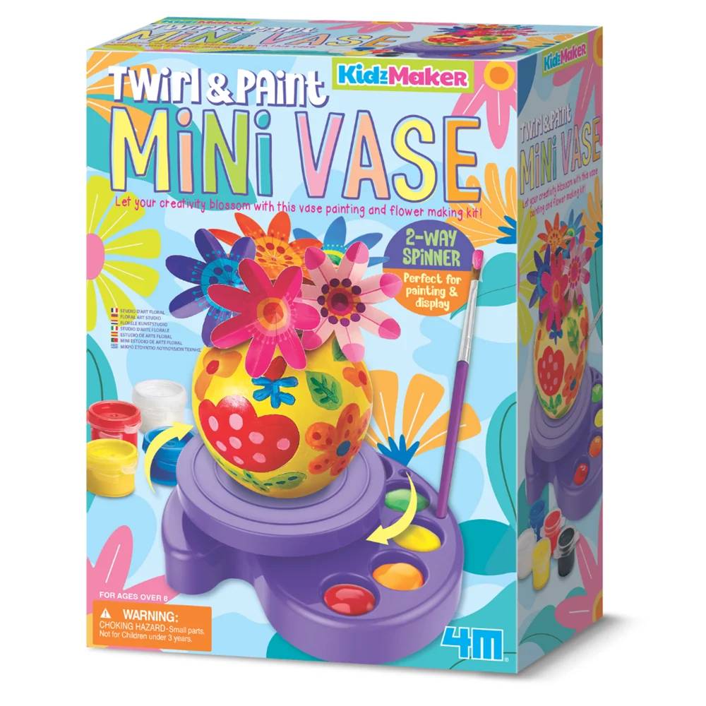 Kit creativ Kidzmaker, 4M, Roteste si picteaza o mini-vaza