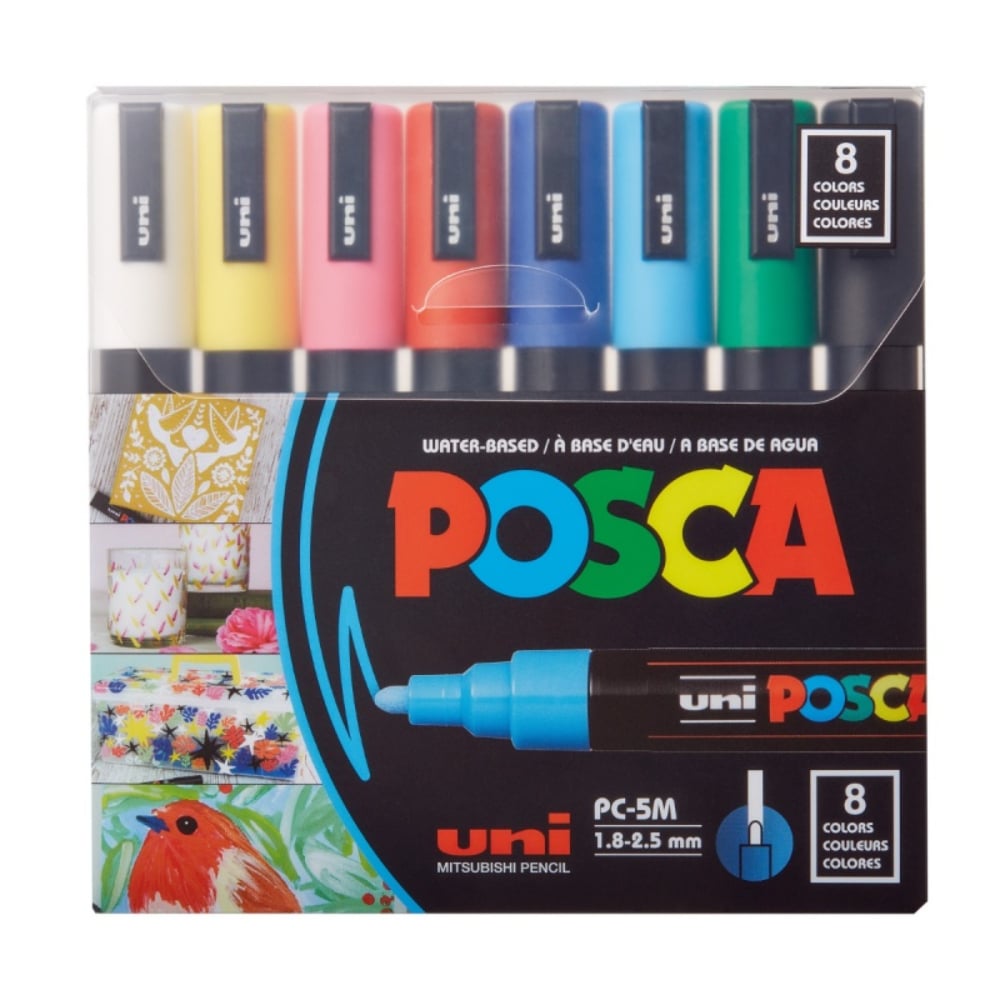 Set markere Posca, UNI PC-5M, 1.8-2.5 MM, 8 culori