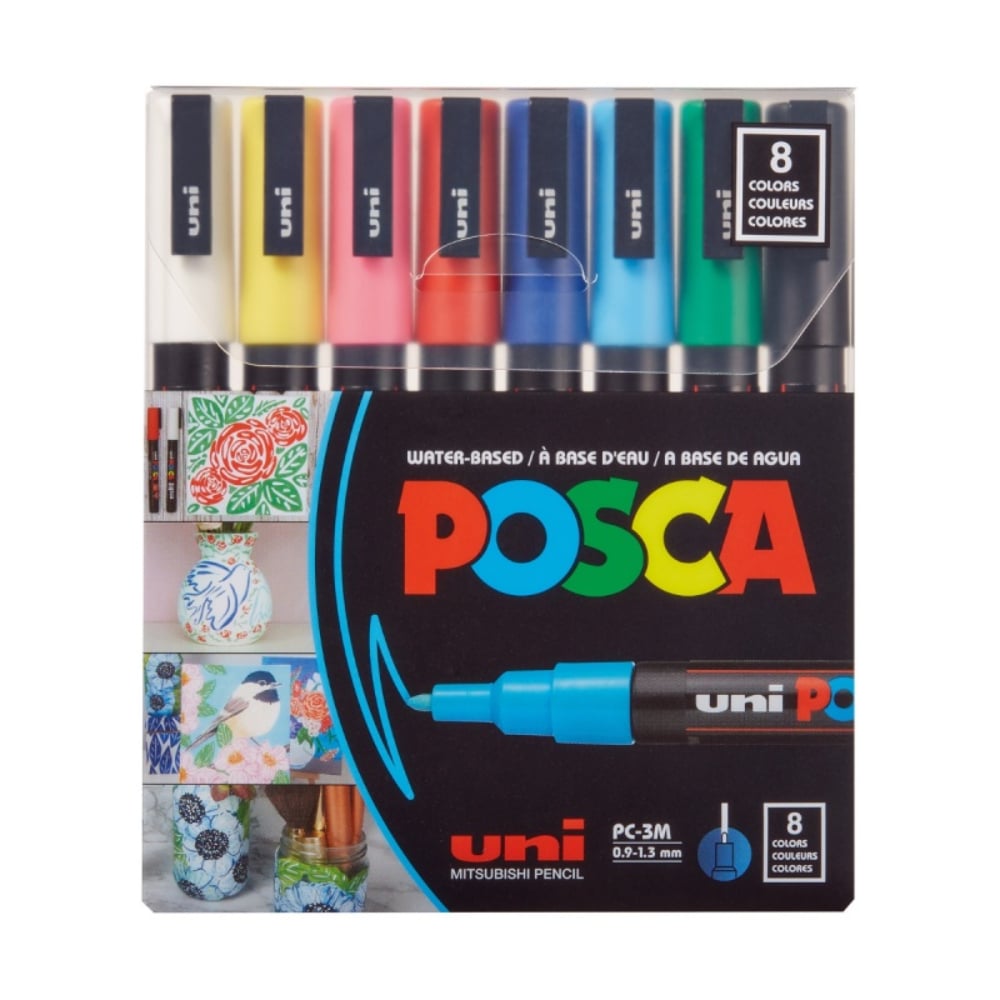 Set markere Posca, UNI PC-3M, 0.9-1.3 MM, 8 culori