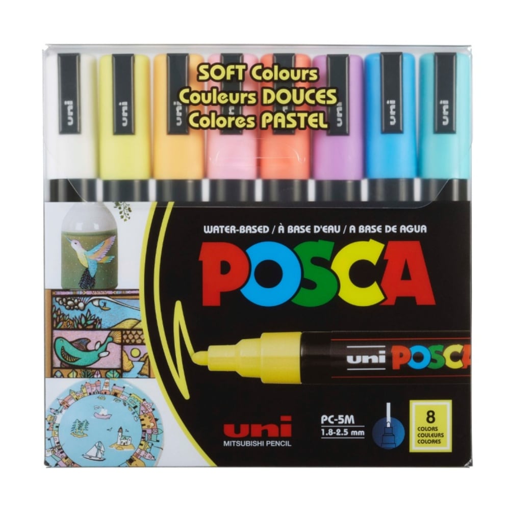 Set markere Posca, UNI PC-5M, 1.8-2.5 MM, 8 culori pastel