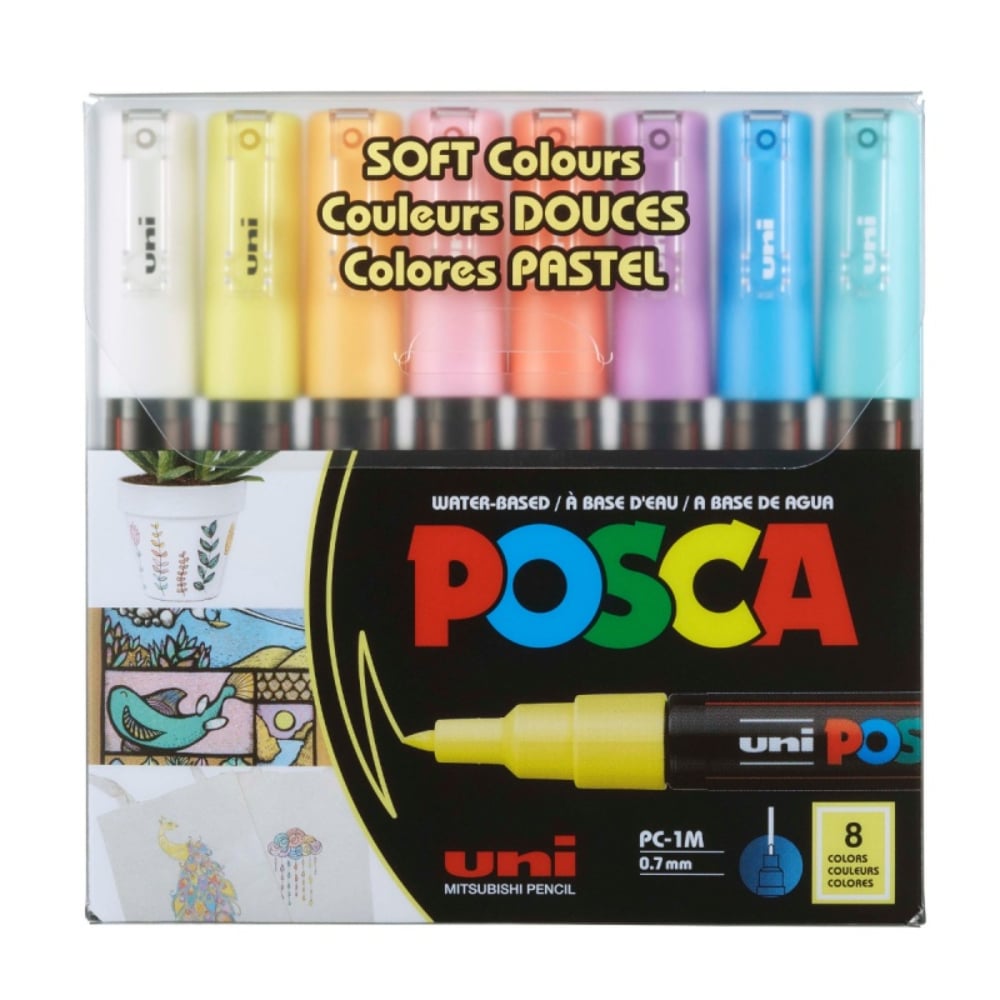 Set markere Posca, UNI PC-1M, 0.7 MM, 8 culori pastel