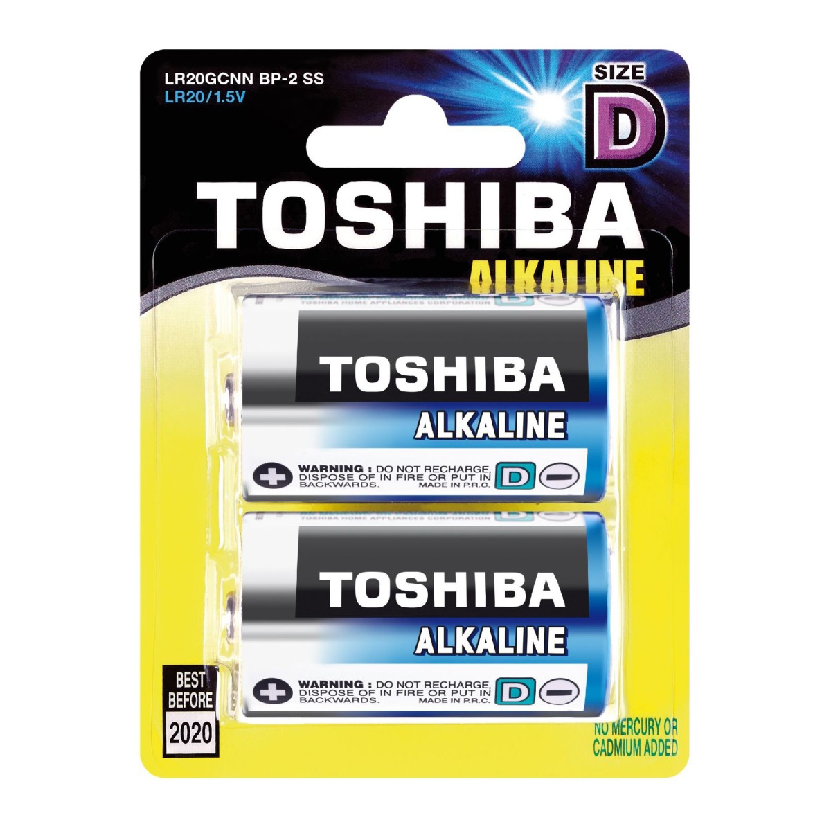 Set 2 baterii alcaline Toshiba, R20 D accesorii