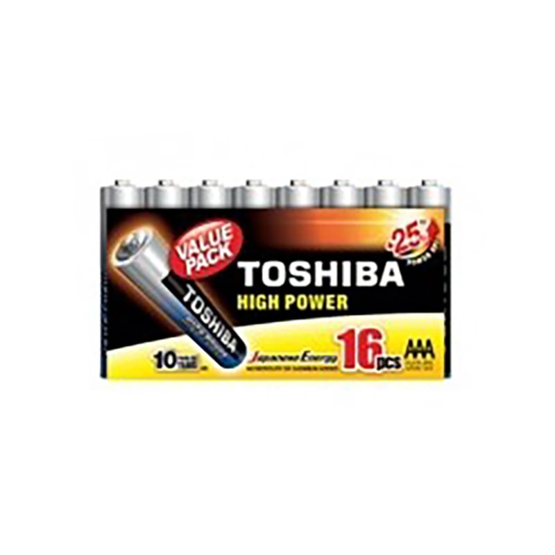 Set 16 baterii alcaline Toshiba R3, AAA, High Power AAA