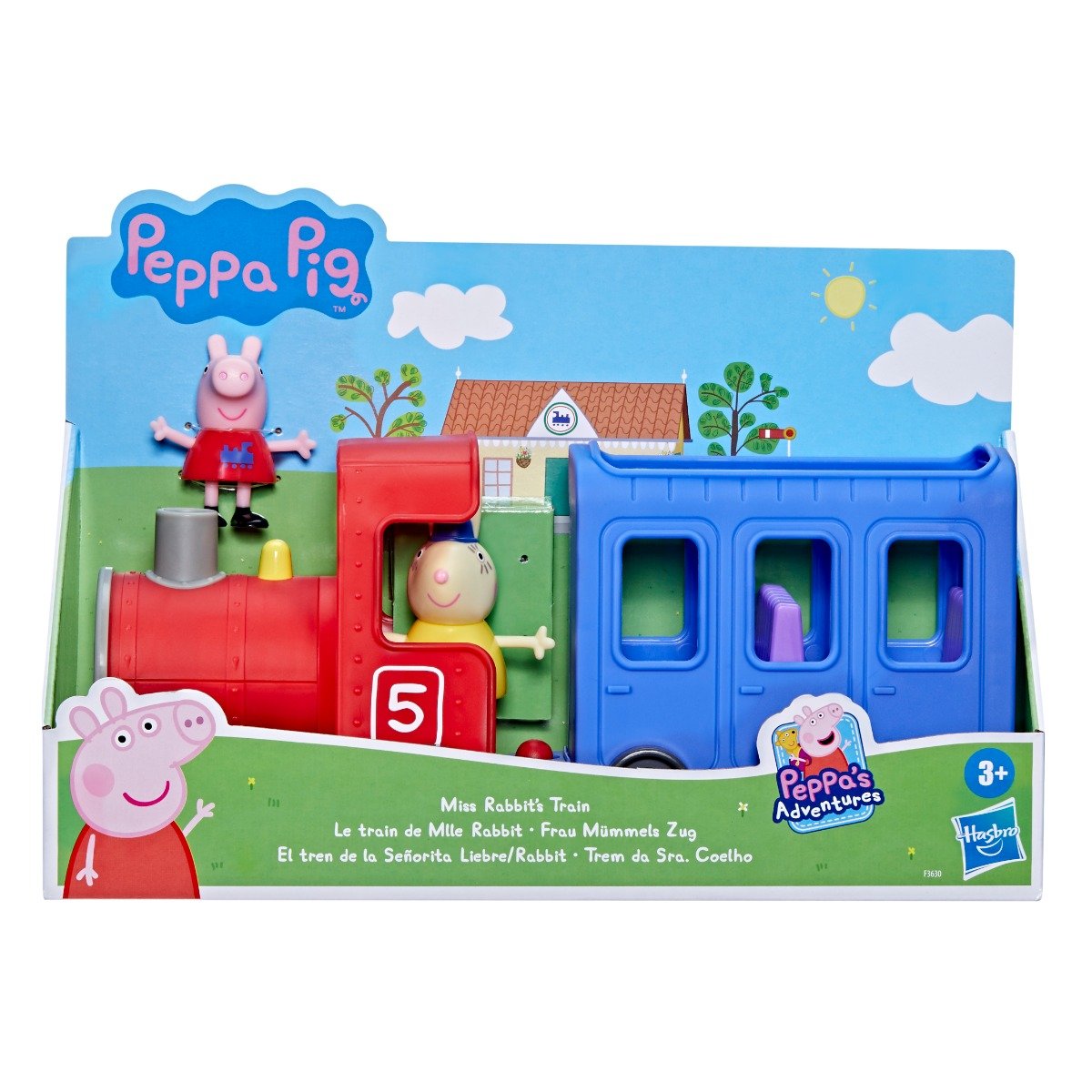 Set figurina cu trenulet, Peppa Pig, Trenul lui Miss Rabbit Figurina imagine noua responsabilitatesociala.ro