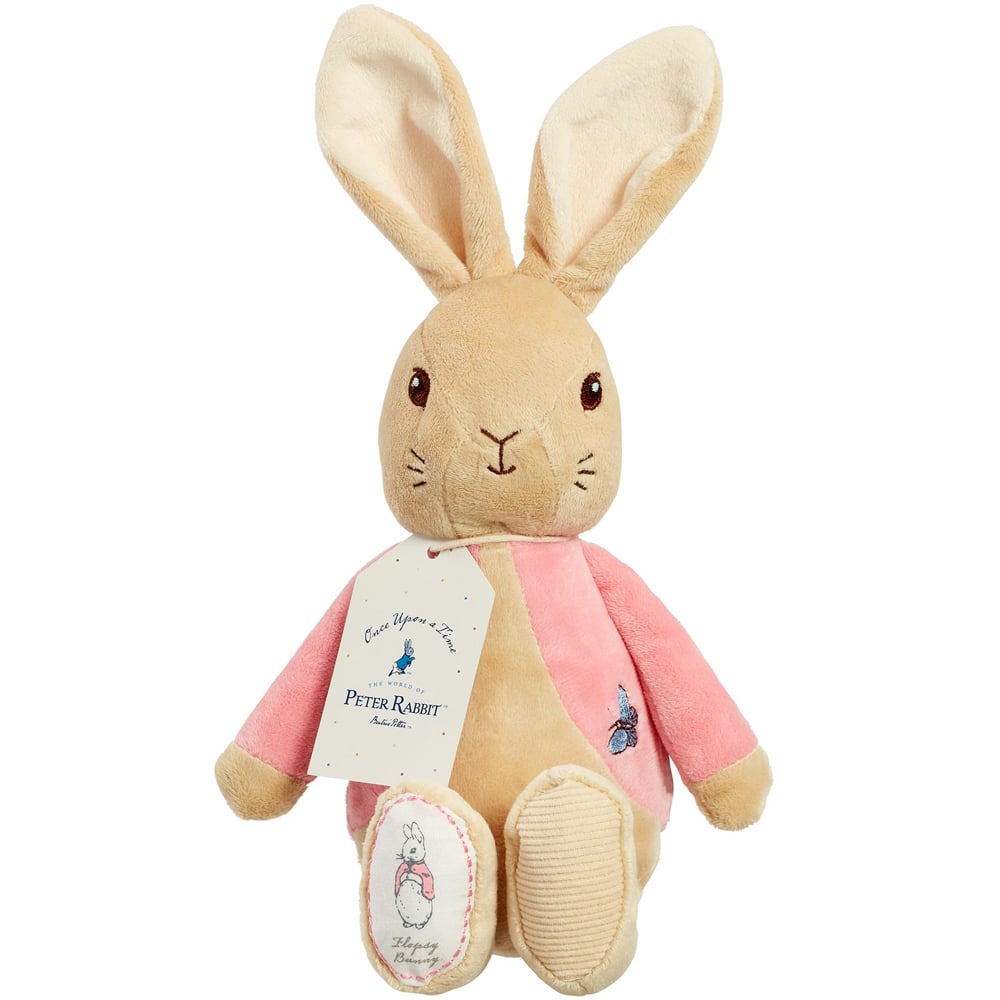 Jucarie bebe de plus Flopsy Rabbit, Roz, 26 cm