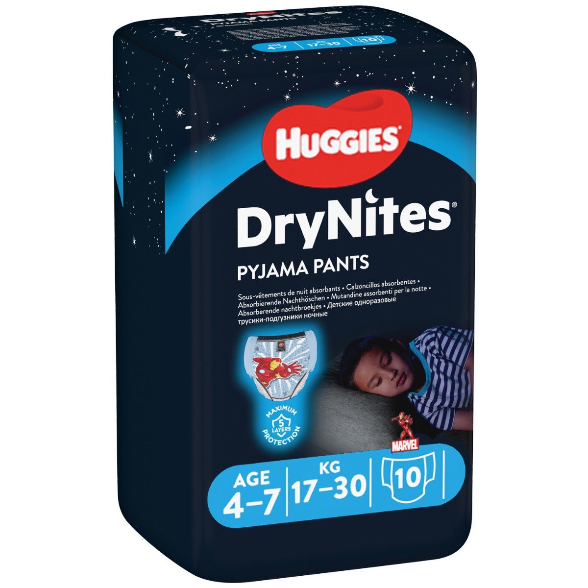 Scutece Huggies DryNites Conv, 4-7 ani, Boy, 10 buc, 17-30 kg