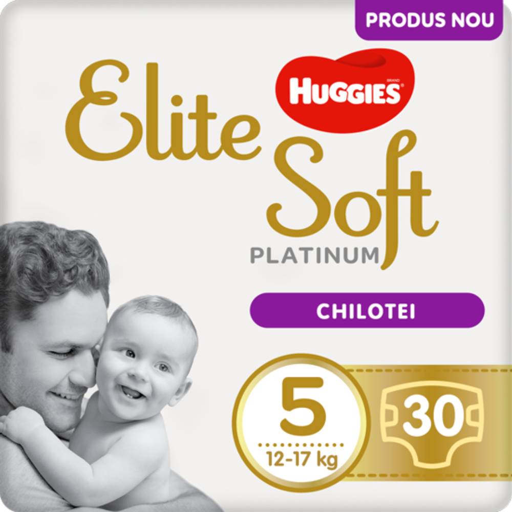 Scutece Huggies Chilotel Elite Soft Pants Platinum Mega, nr 5, 12-17 kg, 30 buc
