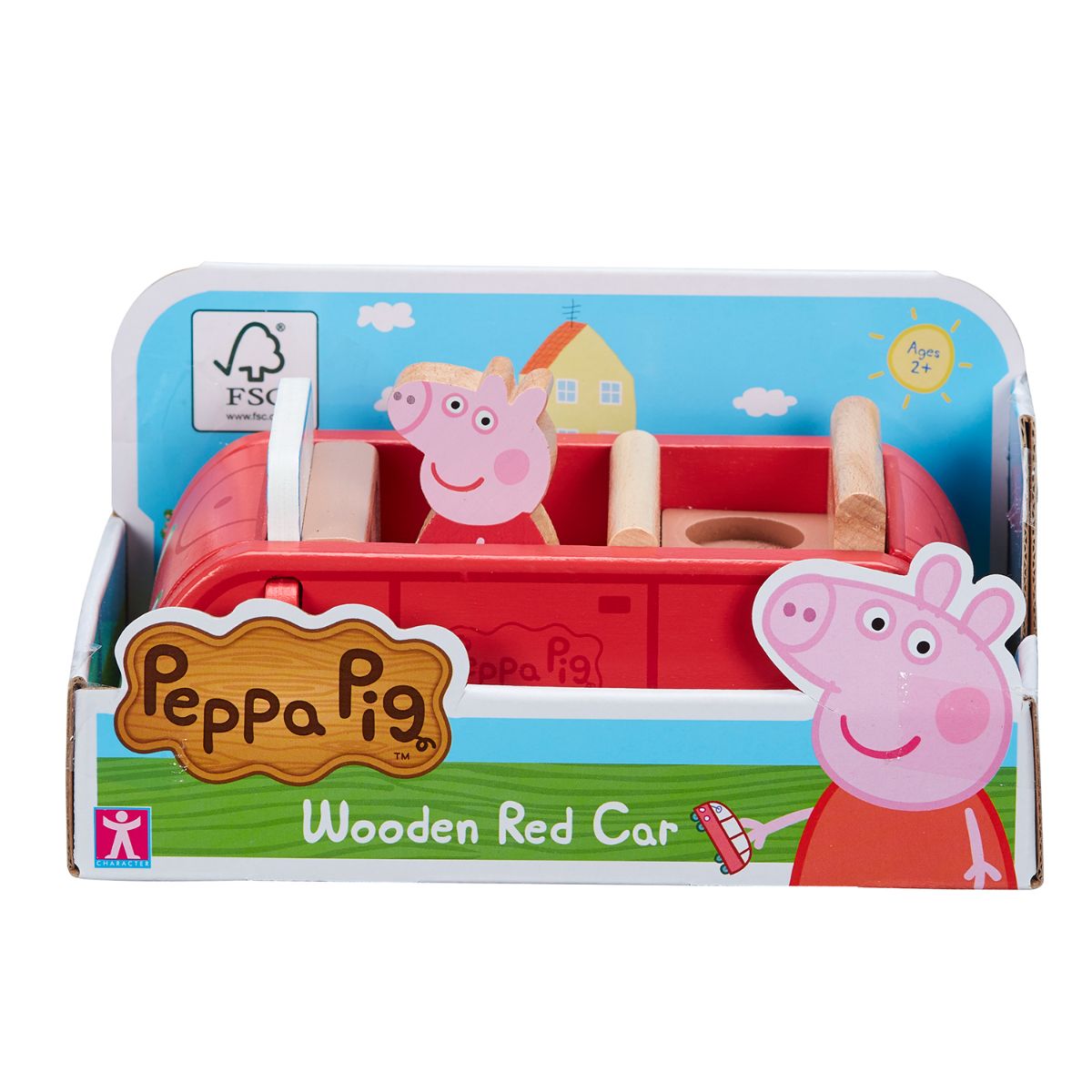 Set masinuta din lemn cu figurina, Peppa Pig