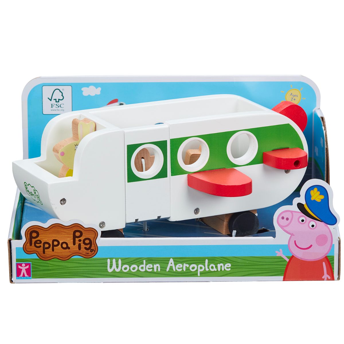 Set figurina cu avion din lemn, Peppa Pig