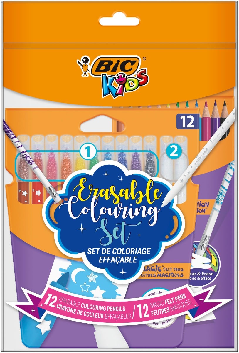 Set 12 creioane colorate + 12 markere de colorat, Bic