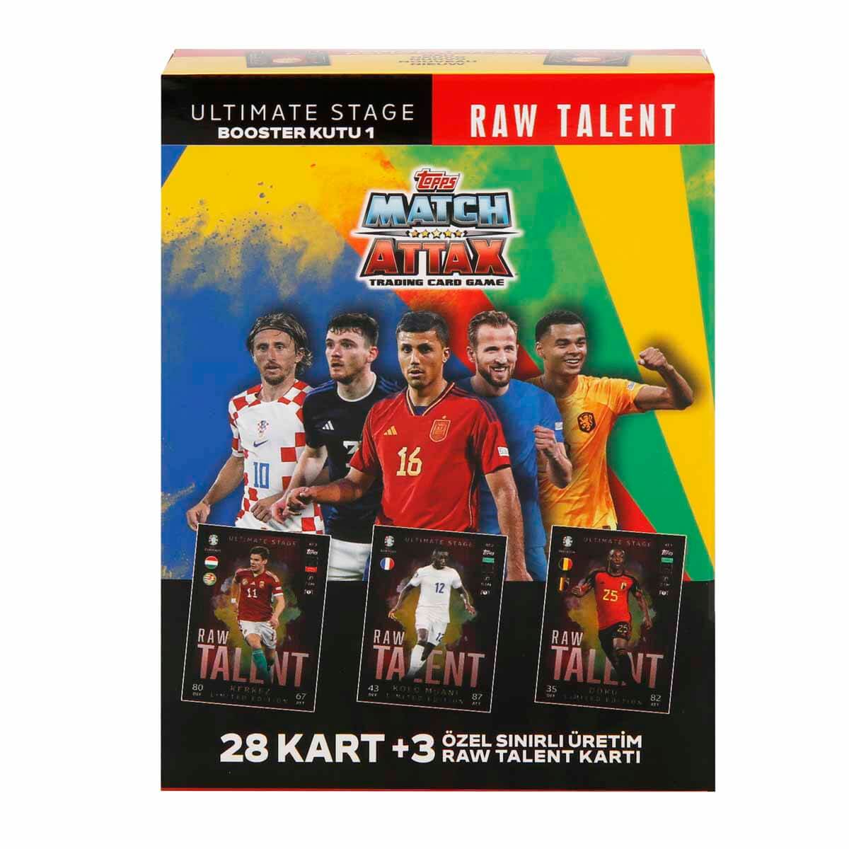 Cartonase cu jucatori de fotbal in cutie metalica, Topps, UEFA EURO 2024, 31 buc