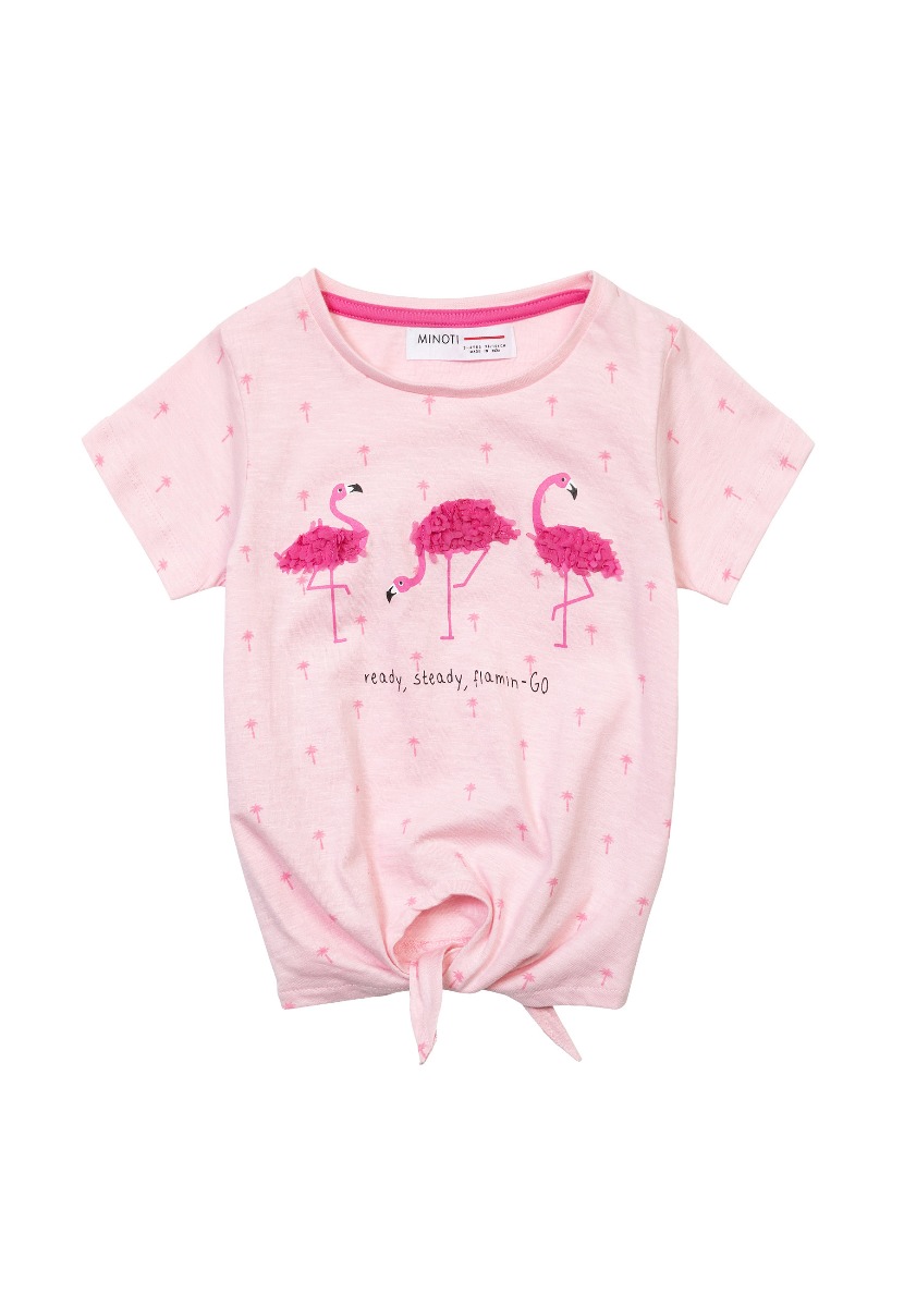 Tricou cu maneca scurta, Minoti, Flamingo Roz Flamingo