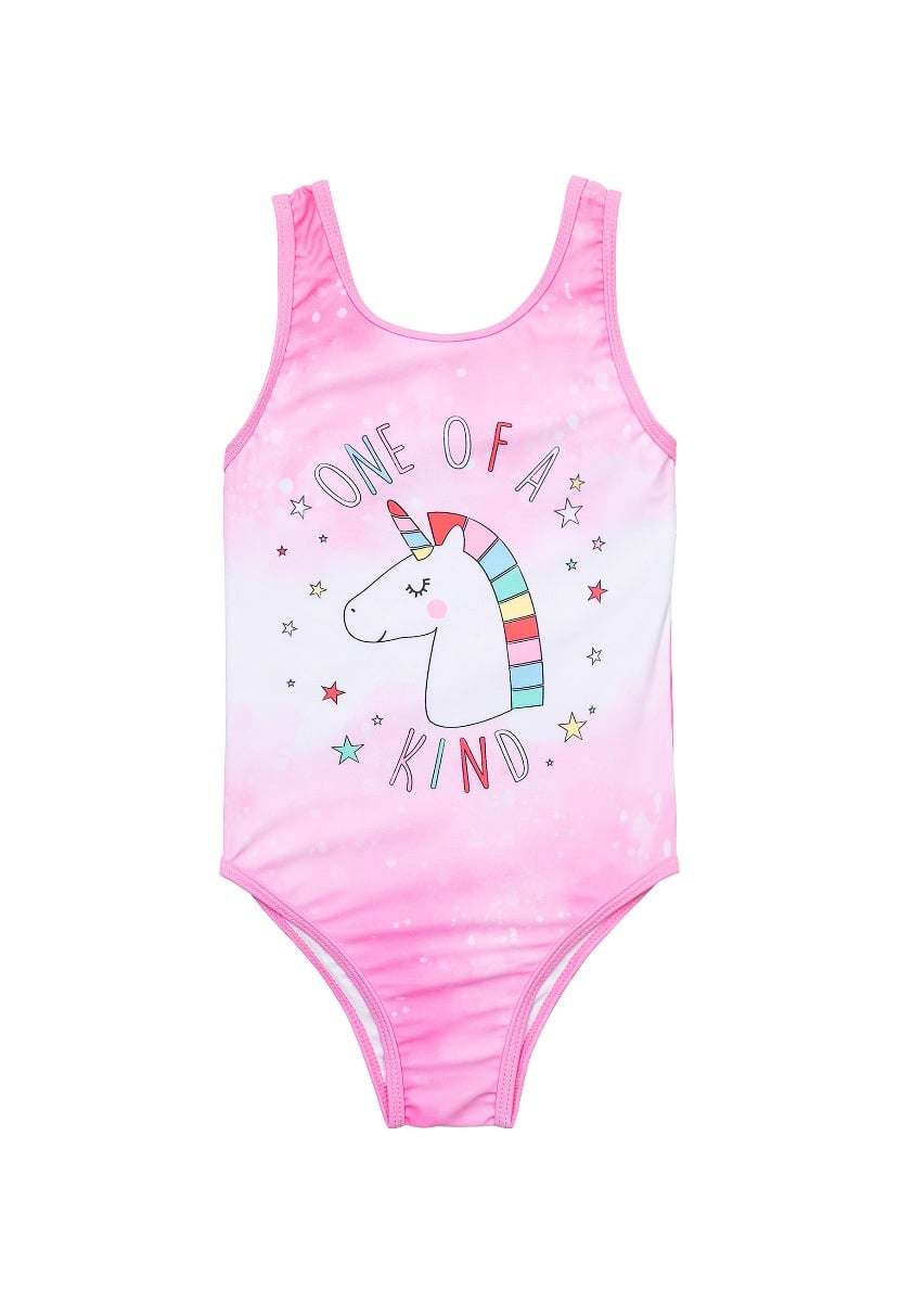 Costum de baie intreg, cu unicorn, Minoti, roz baie