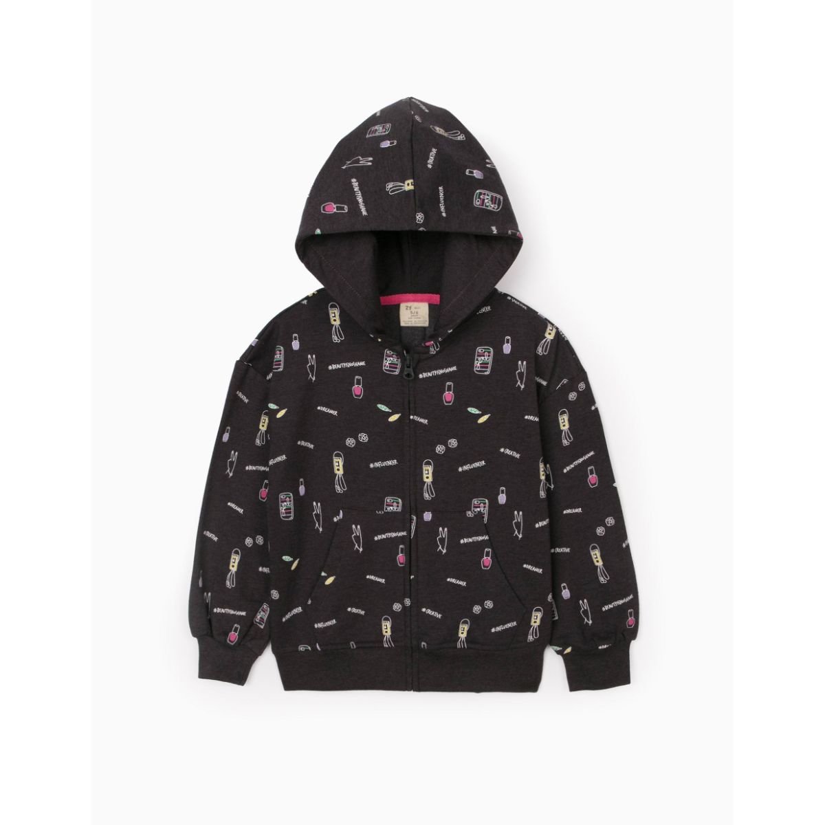 Jacheta Zippy, cu gluga, din fleece, gri, Zy Girl din