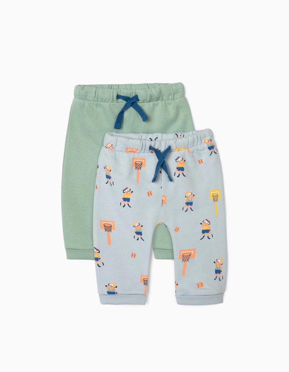 Set 2 pantaloni lungi, din fleece, verde/bleumarin, pentru bebelusi, Zippy noriel.ro imagine 2022