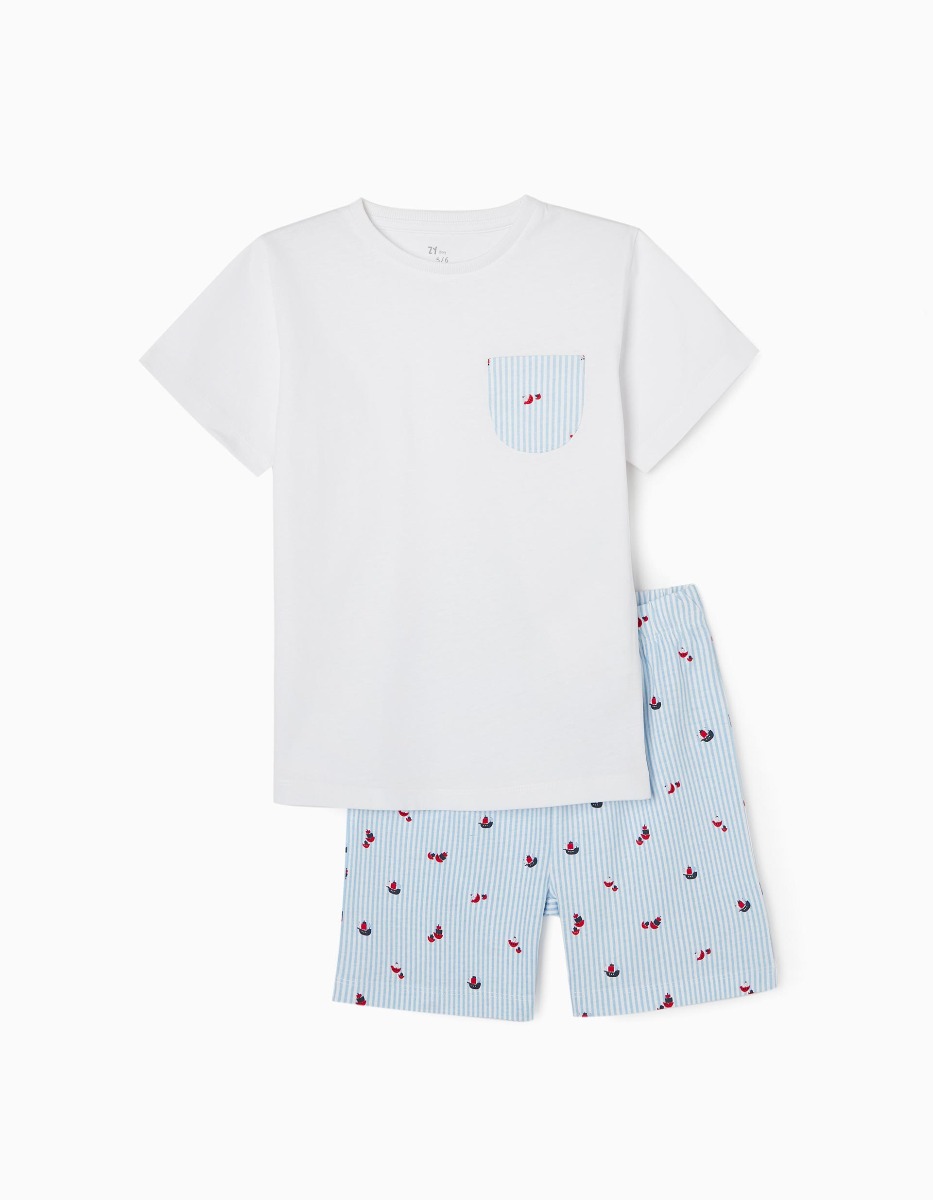 Pijama scurta din bumbac, multicolor, zippy