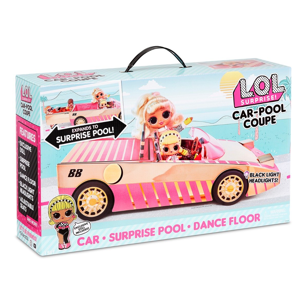 LOL Surprise Car-Pool Coupe, Papusa exclusiva cu masina decapotabila si piscina