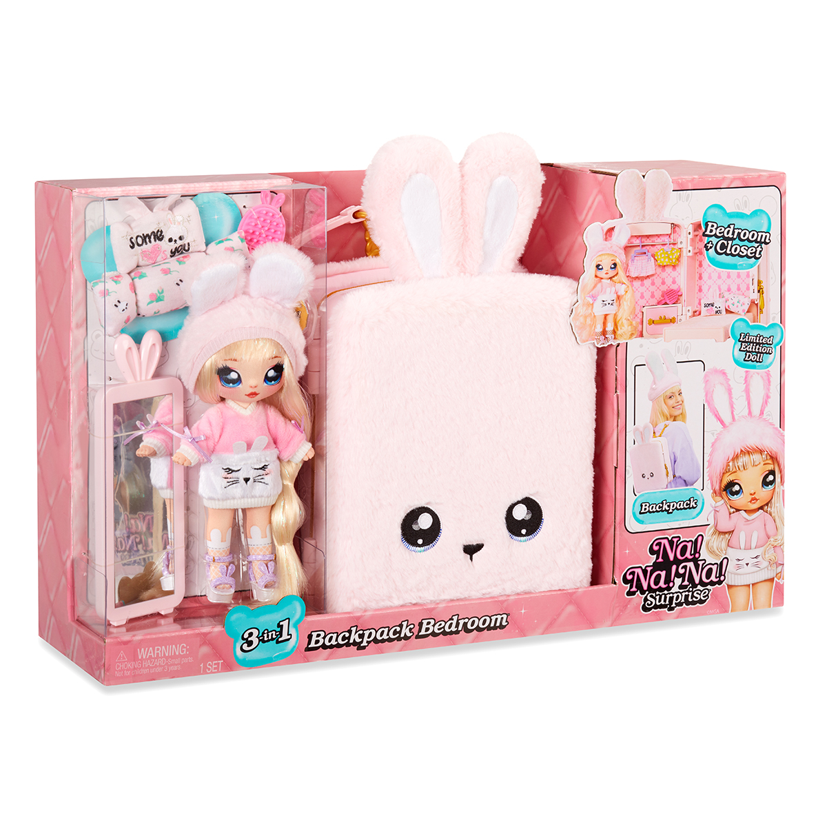 Na na na surprise 3 in 1, set cu papusa si rucsac-dormitor, roz, 569732e7c