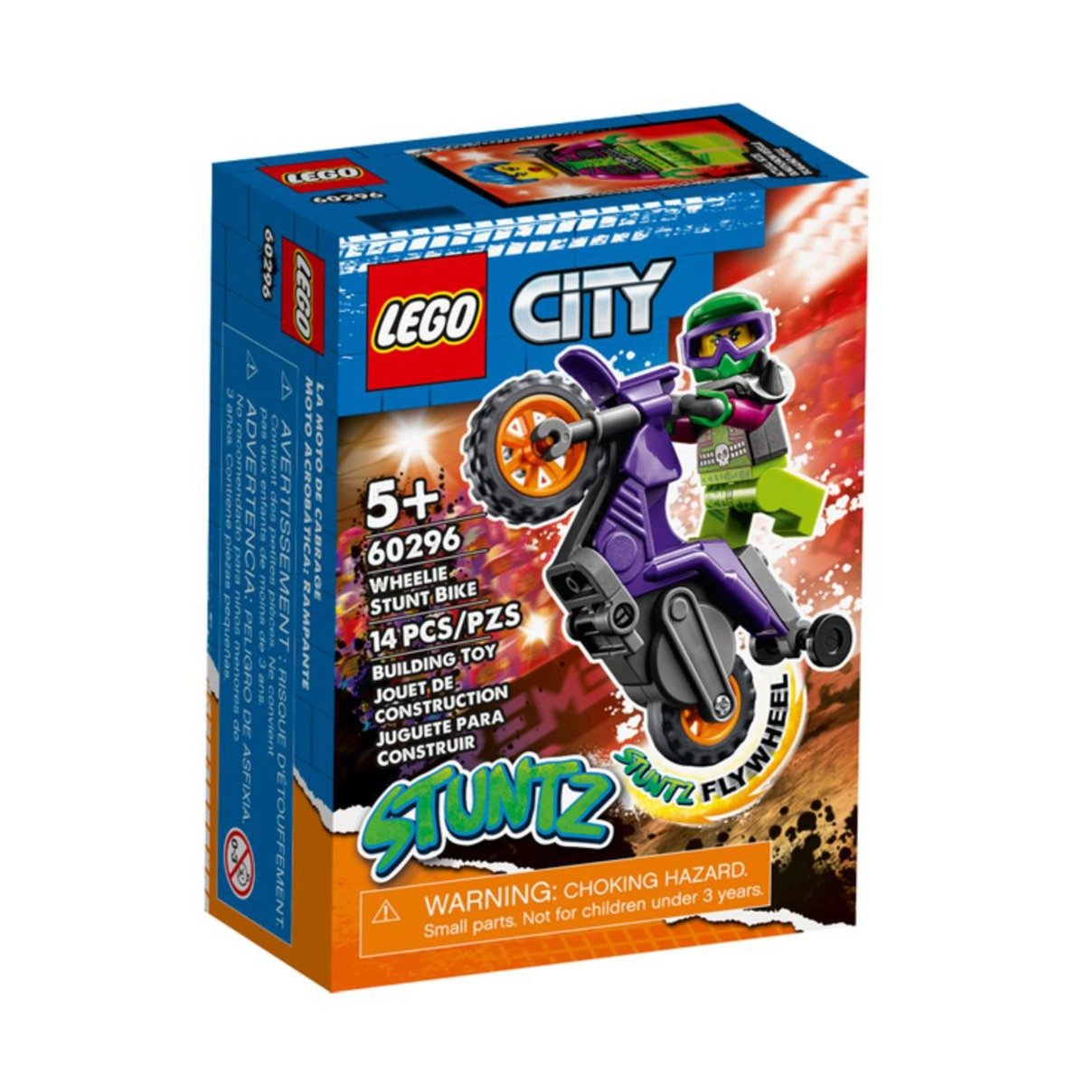 LEGO® City – Motocicleta de cascadorie pentru wheelie (60296) (60296) imagine 2022 protejamcopilaria.ro
