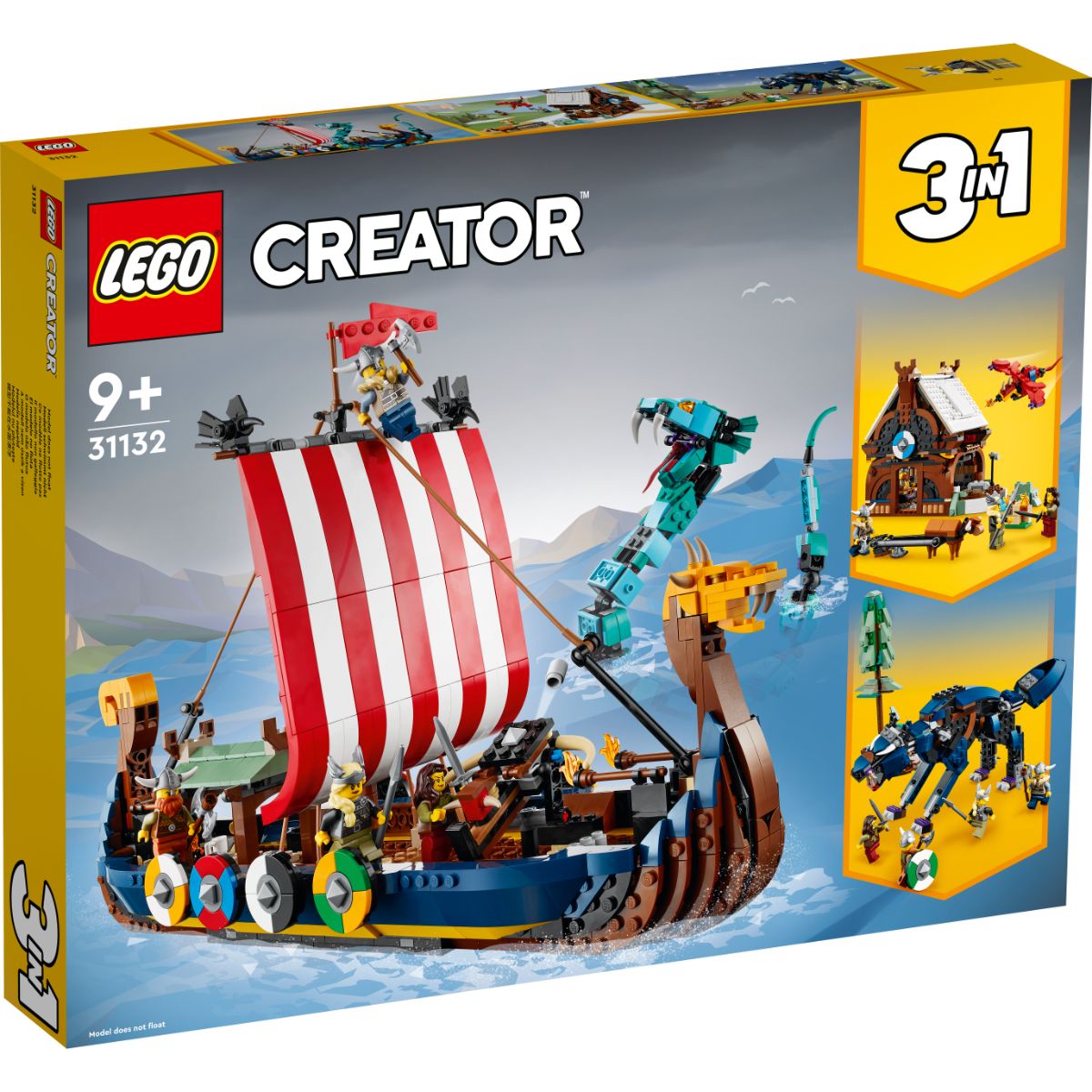 LEGO® Creator – 3 In 1 Corabia Vikinga si sarpele din Midgard (31132) (31132) imagine noua responsabilitatesociala.ro