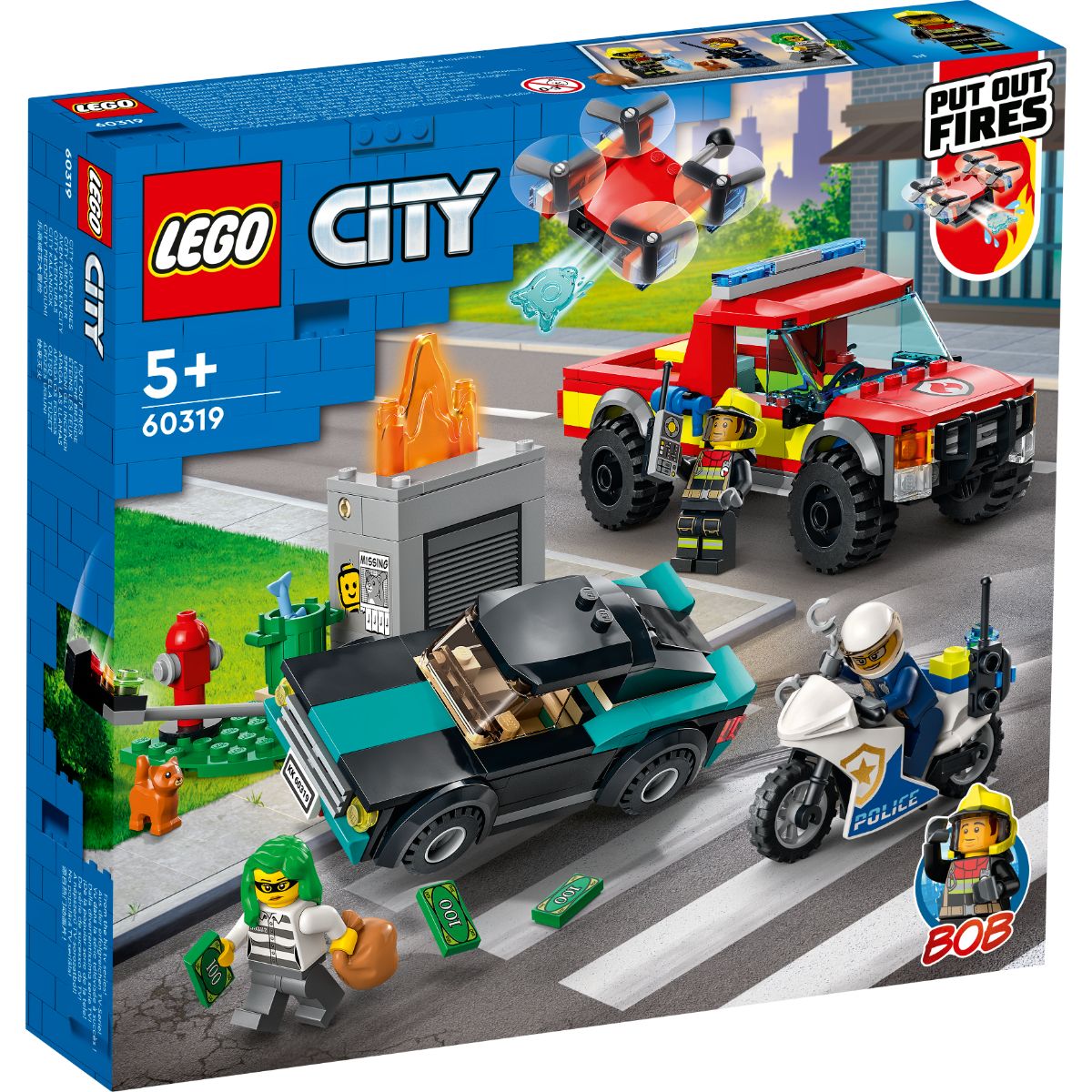 LEGO® City – Stingere de incendiu si urmarire politisti (60319) (60319) imagine 2022 protejamcopilaria.ro