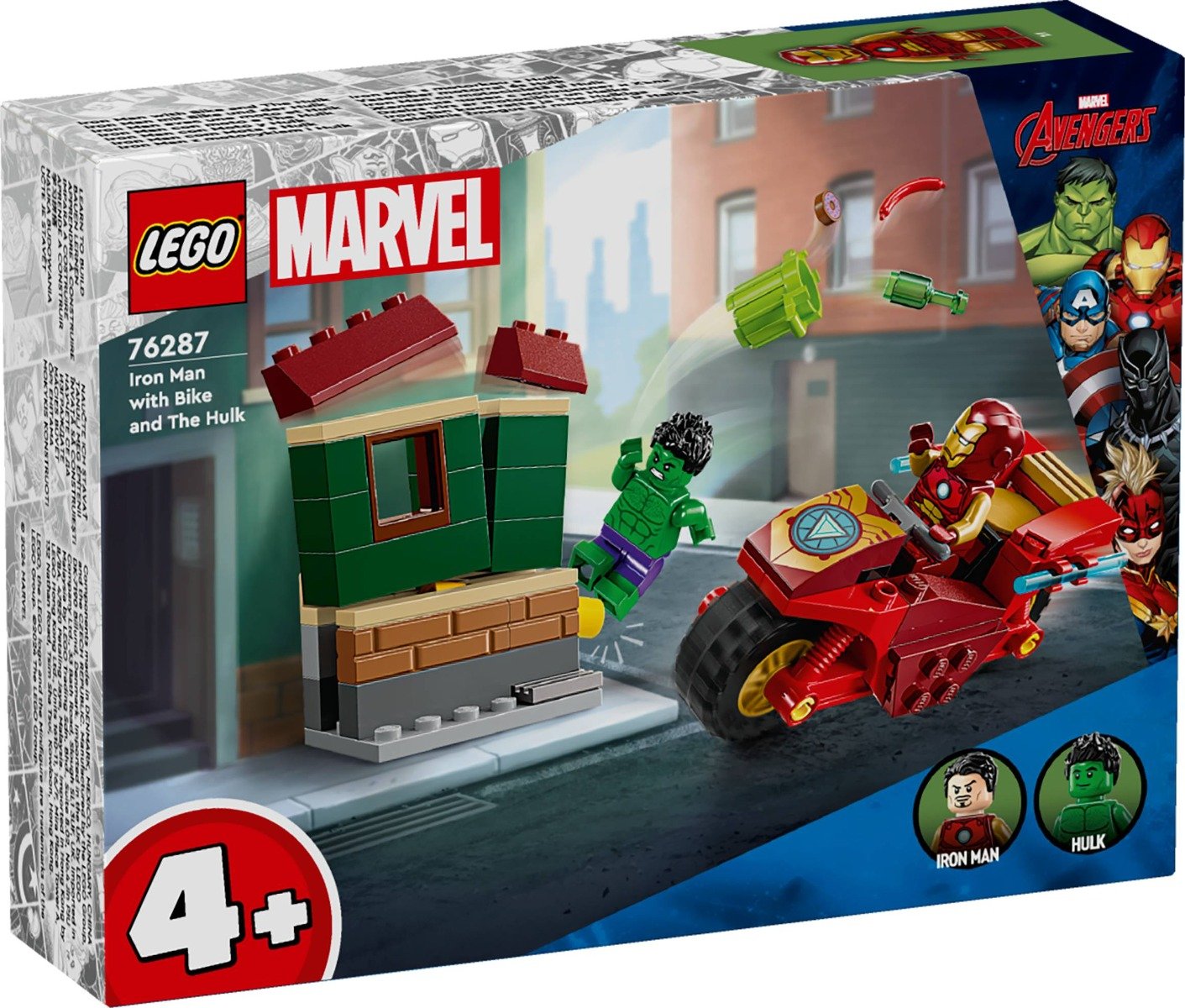 LEGOÂ® Super Heroes - Iron Man cu motocicleta si Hulk (76287)