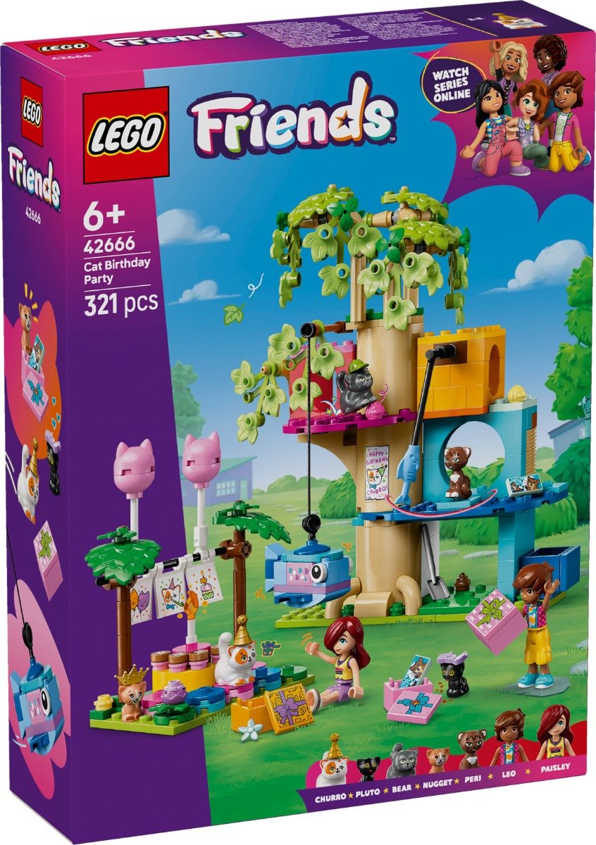 LEGO® Friends - Petrecere de ziua de nastere a pisicii si casuta din copac (42666)