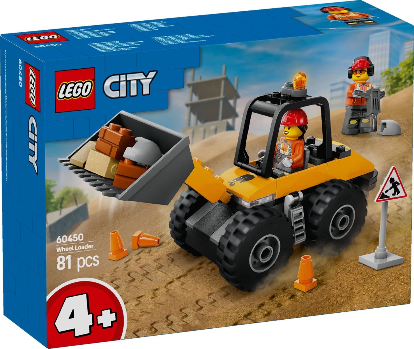 LEGOÂ® City - Incarcator pe roti galben pentru constructii (60450)