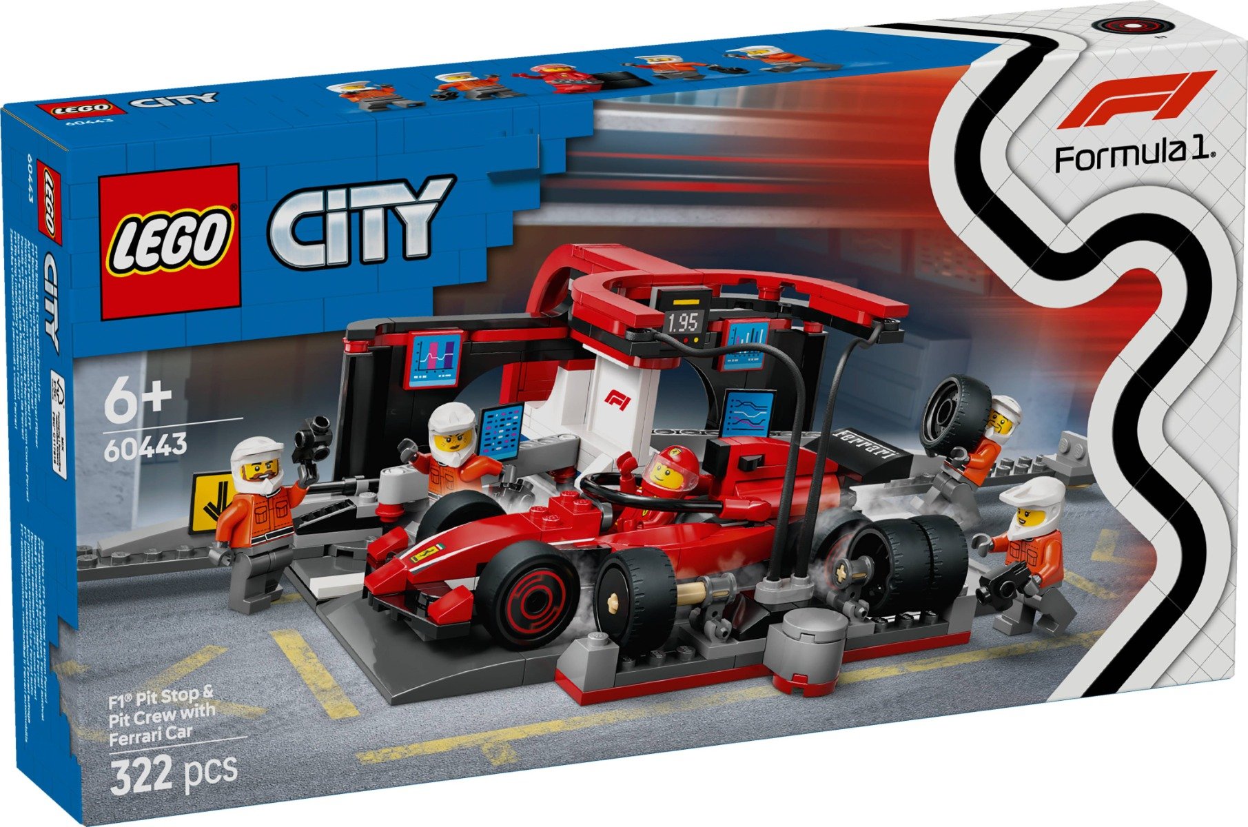 LEGOÂ® City - Boxa si mecanici F1 cu masina Ferrari (60443)