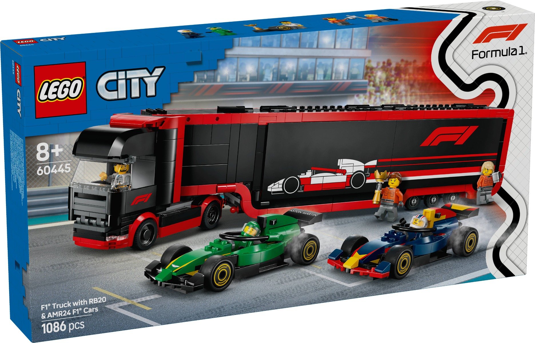 LEGOÂ® City - Camion F1 cu masinile F1 RB20 si AMR24 (60445)