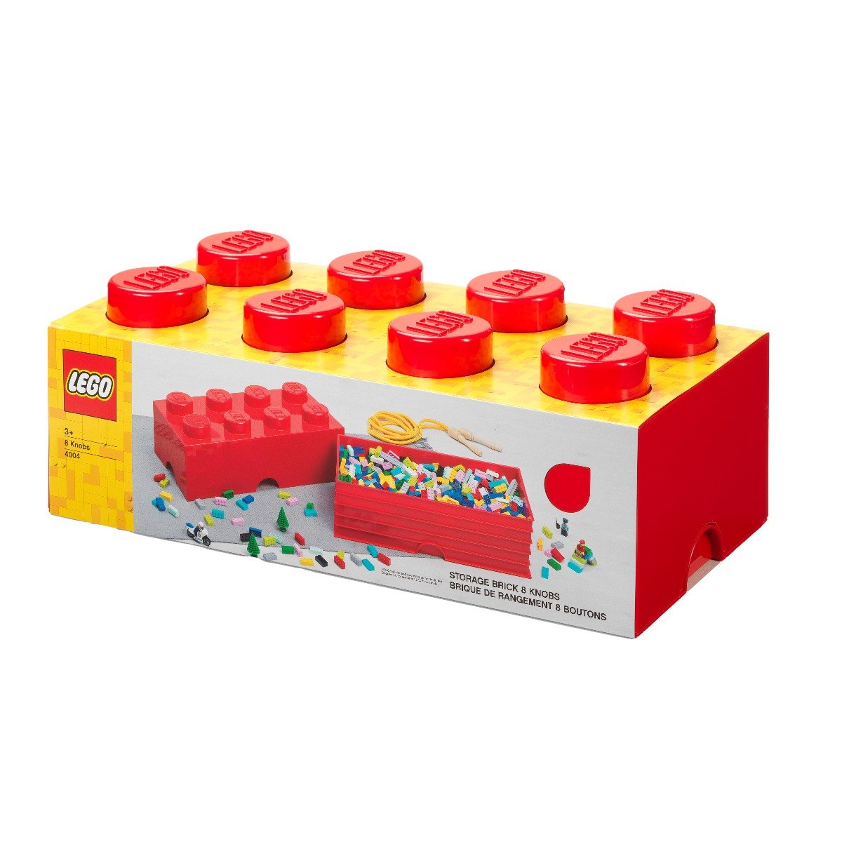 Cutie depozitare Lego, cu 8 pini, Rosu constructie