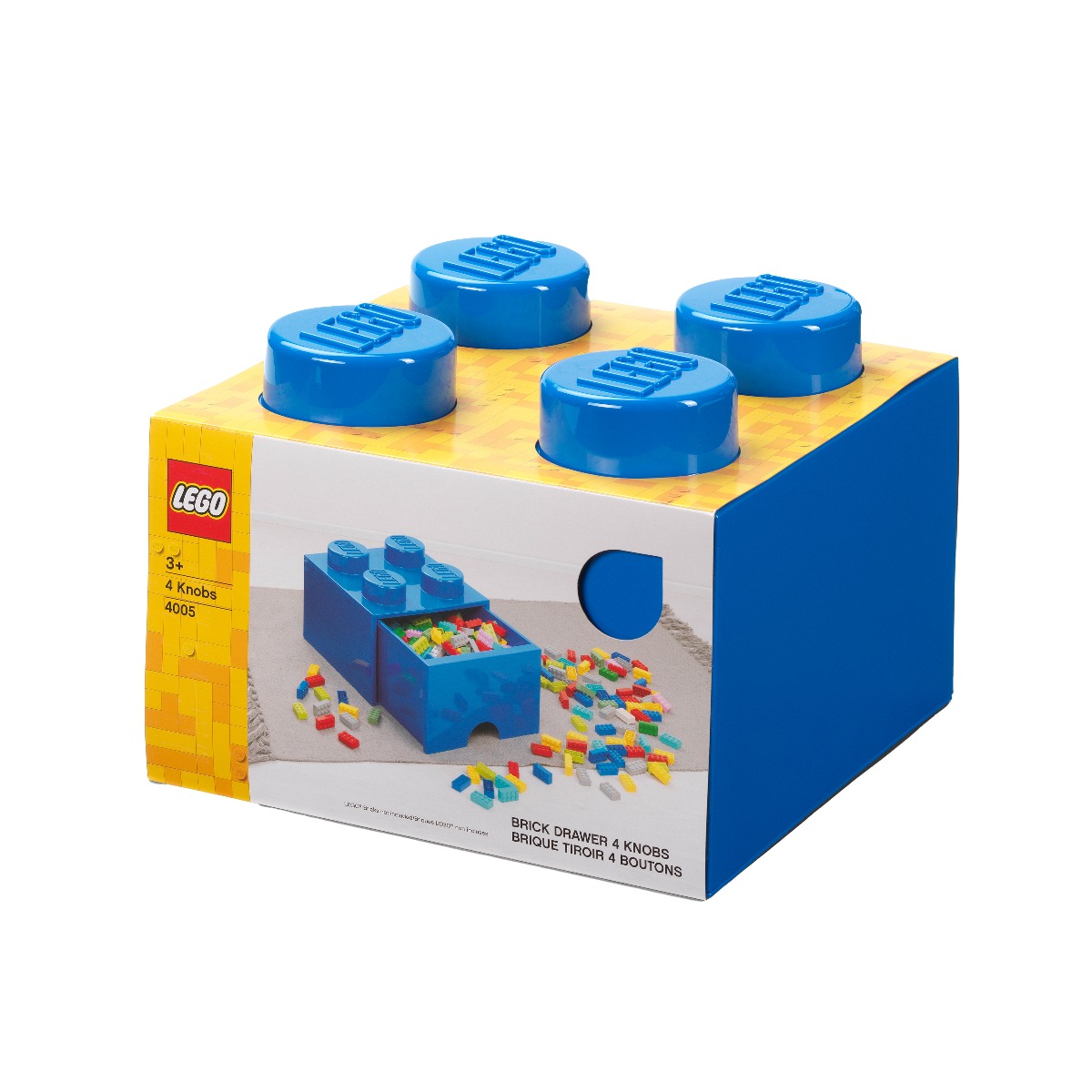 Cutie depozitare Lego, cu 4 pini, Albastru albastru