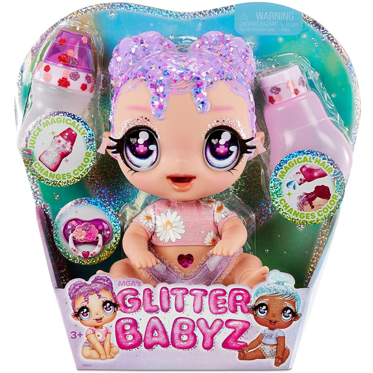 Papusa bebelus, Glitter Babyz Doll, Lavender Glitter Babyz Doll