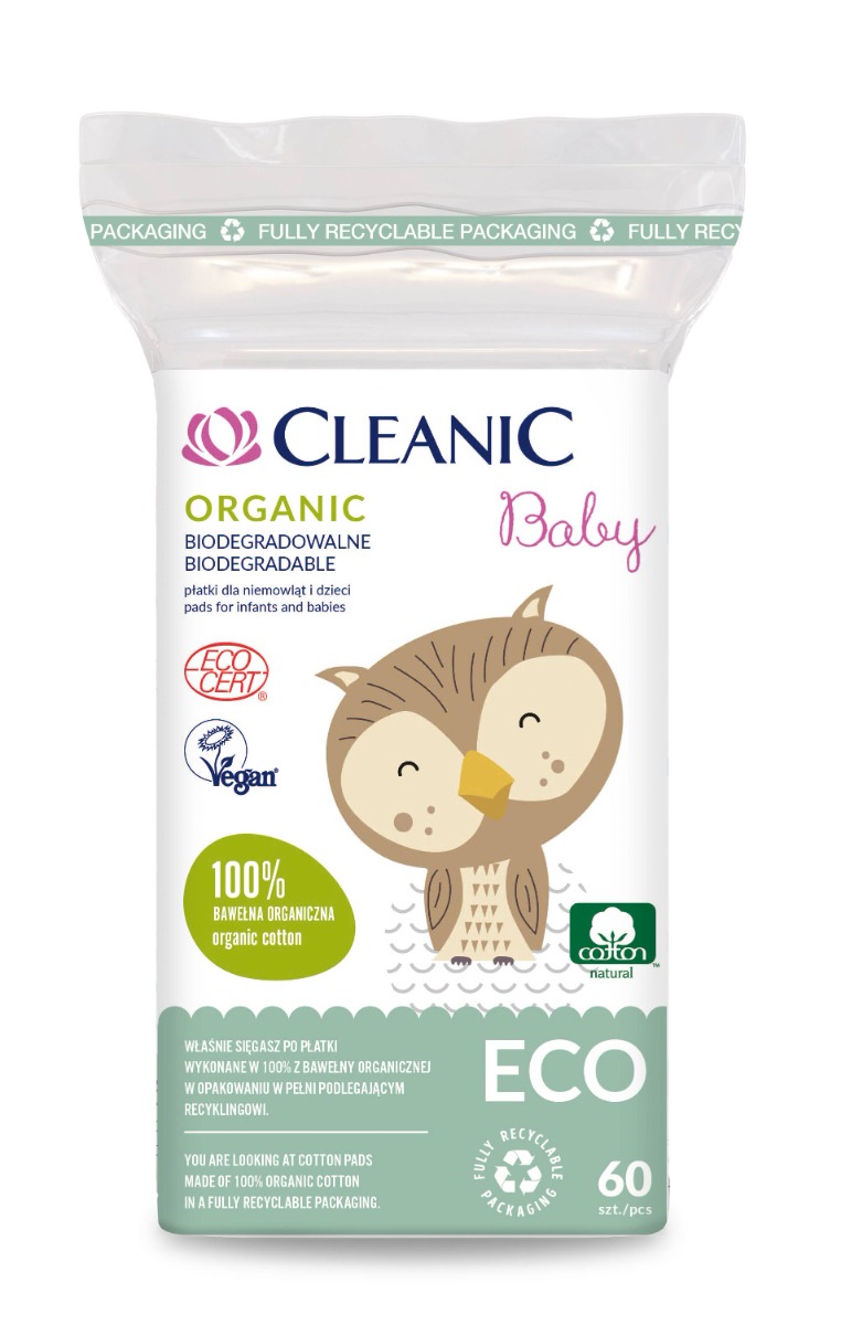 Dischete din bumbac, Cleanic Baby Eco, 60 buc