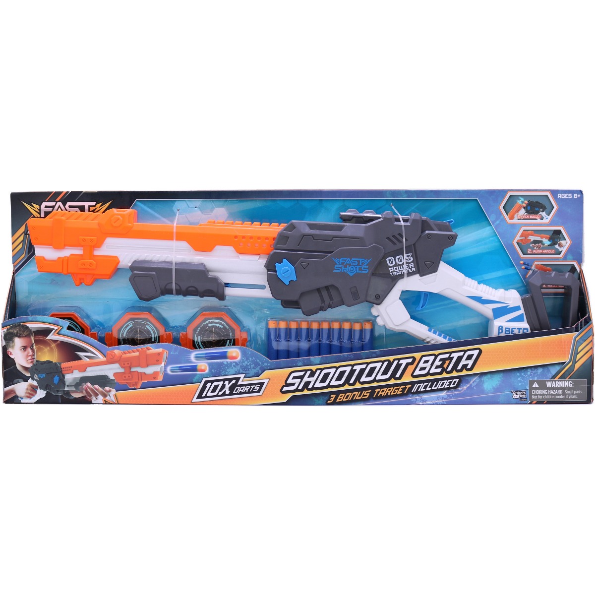 Blaster cu doua tevi si 10 proiectile fast shots