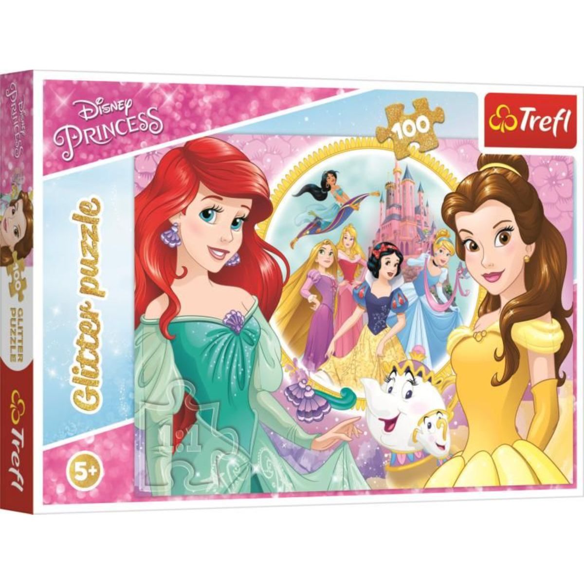 Puzzle Trefl Glitter 100 piese, Amintirile lui Bella si Ariel, Disney Princess 100% imagine 2022 protejamcopilaria.ro