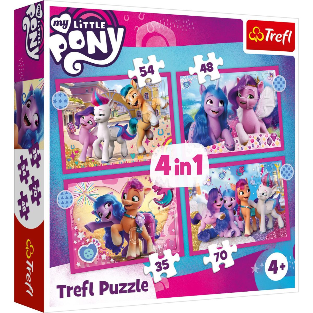 Puzzle Trefl 4 in 1, Poneii colorati, My Little Pony (35, 48, 54, 70 piese) noriel.ro imagine noua
