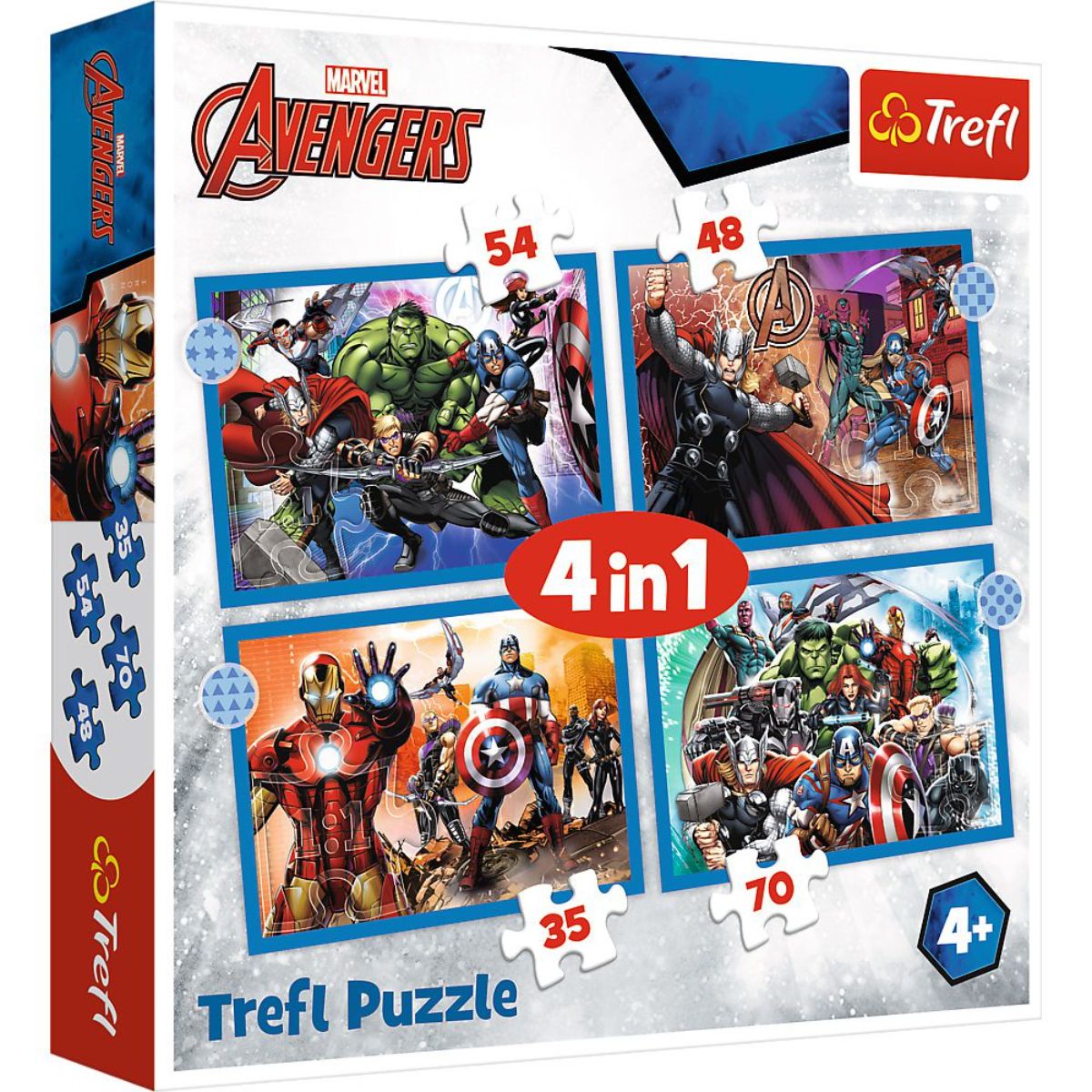 Puzzle Trefl 4 in 1, Curajosii Razbunatori, Avengers (35, 48, 54, 70 piese) noriel.ro