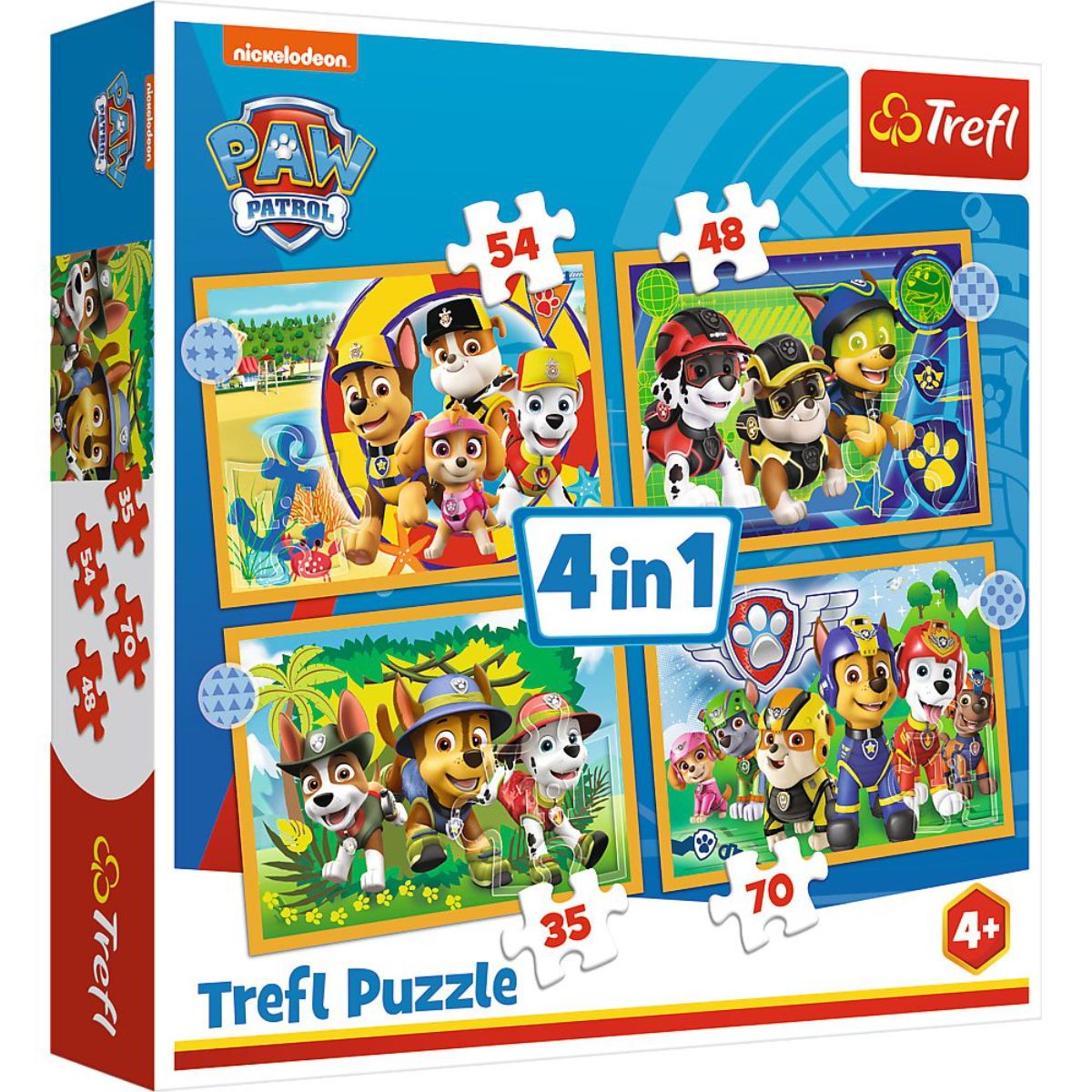 Puzzle Trefl 4 in 1, In vacanta, Paw Patrol (35, 48, 54, 70 piese)