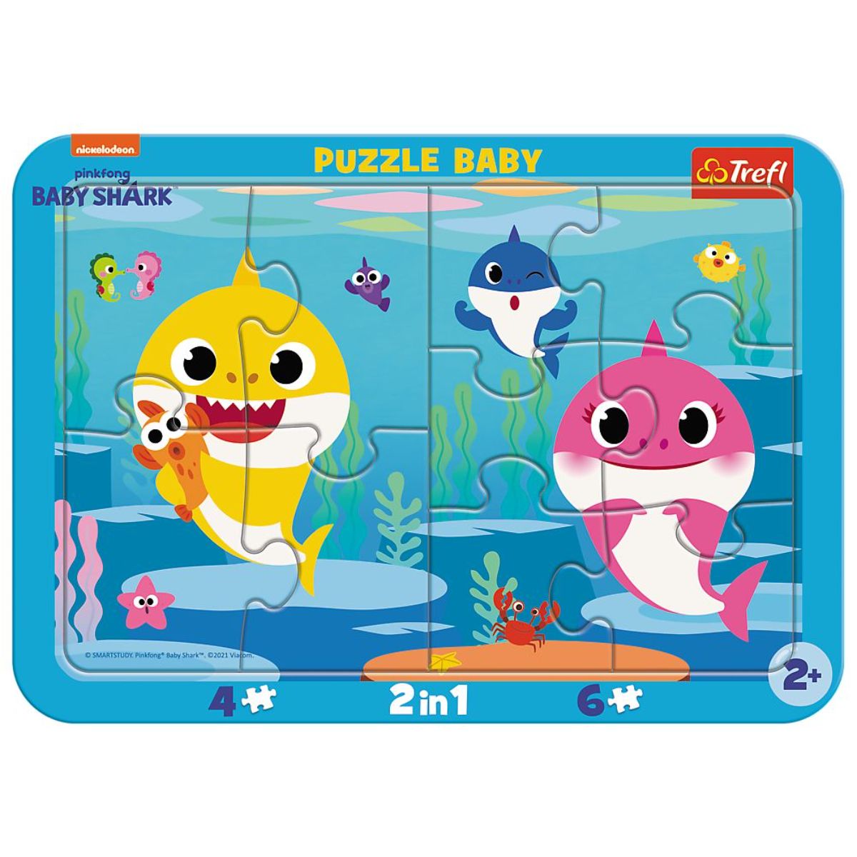 Puzzle Trefl 10 piese in rama, Rechinii fericiti, Baby Shark noriel.ro imagine noua