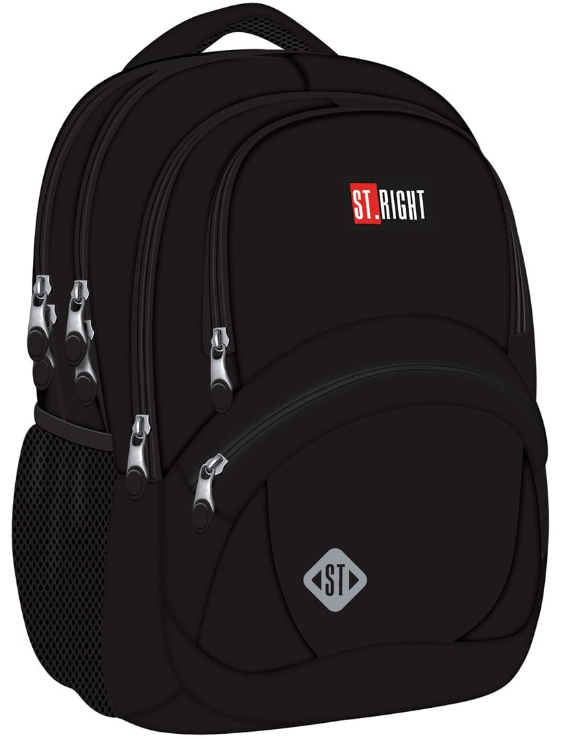 Ghiozdan cu 4 compartimente, St Majewski, St. Right St. Black, 42 cm