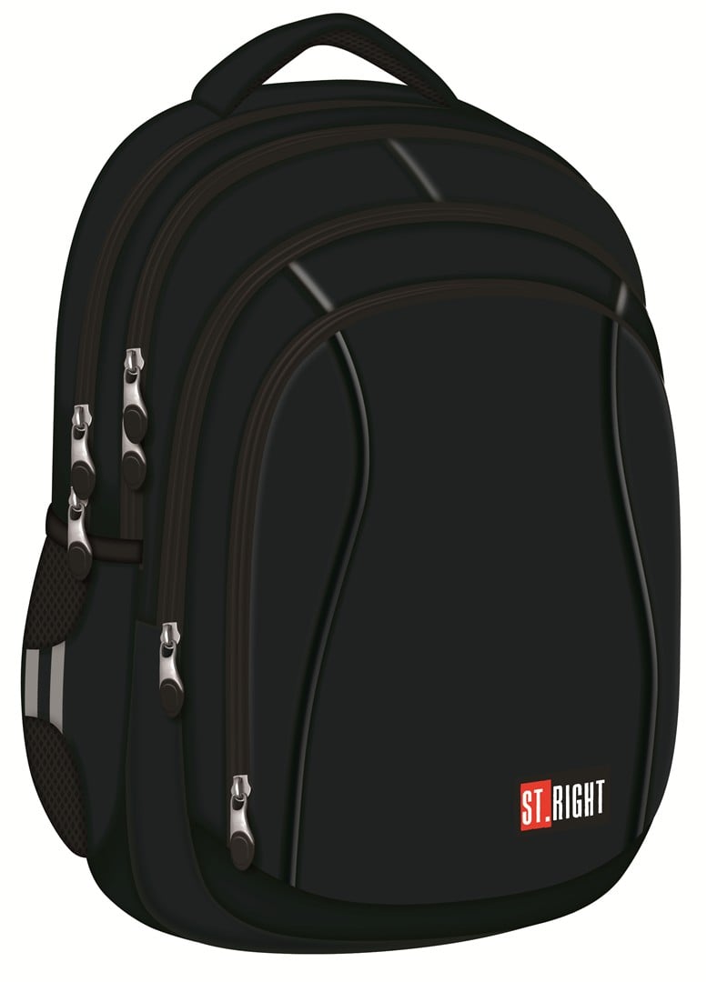 Ghiozdan cu 4 compartimente, St Majewski, St.Right Black, 43 x 32 x 20 cm