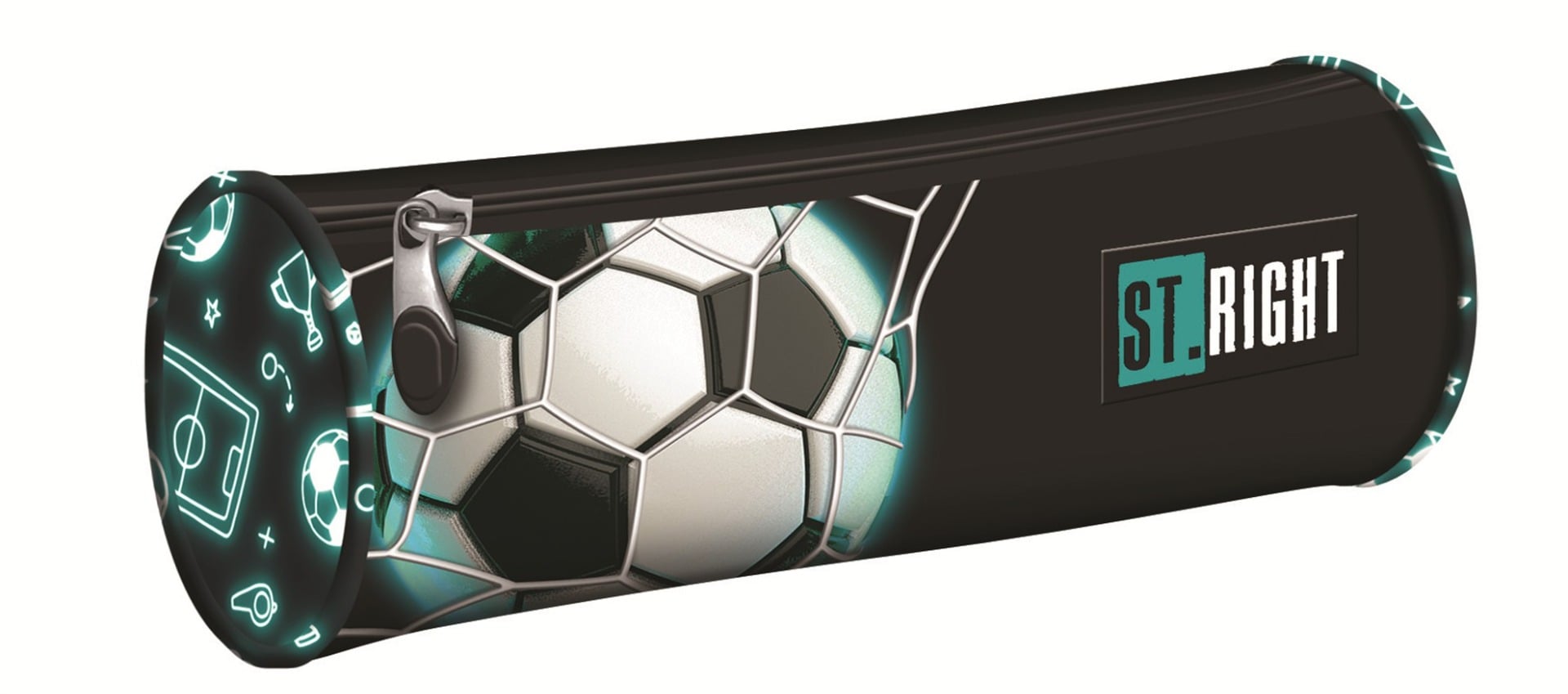 Penar neechipat cu 1 fermoar, St Majewski, St.Right Neon Football, cilindric, Negru