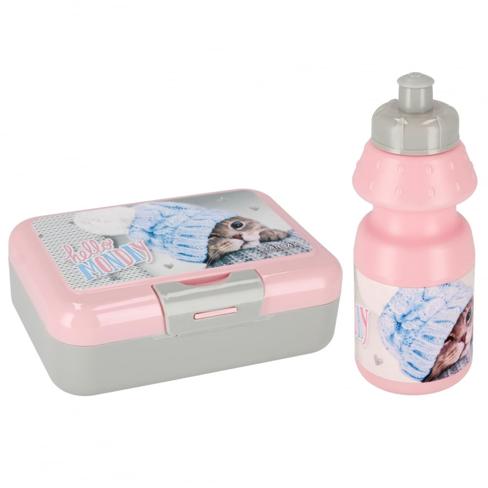 Set bidon de apa 350 ml si caserola de pranz 16 x 12.5 cm, Starpak, Cuties
