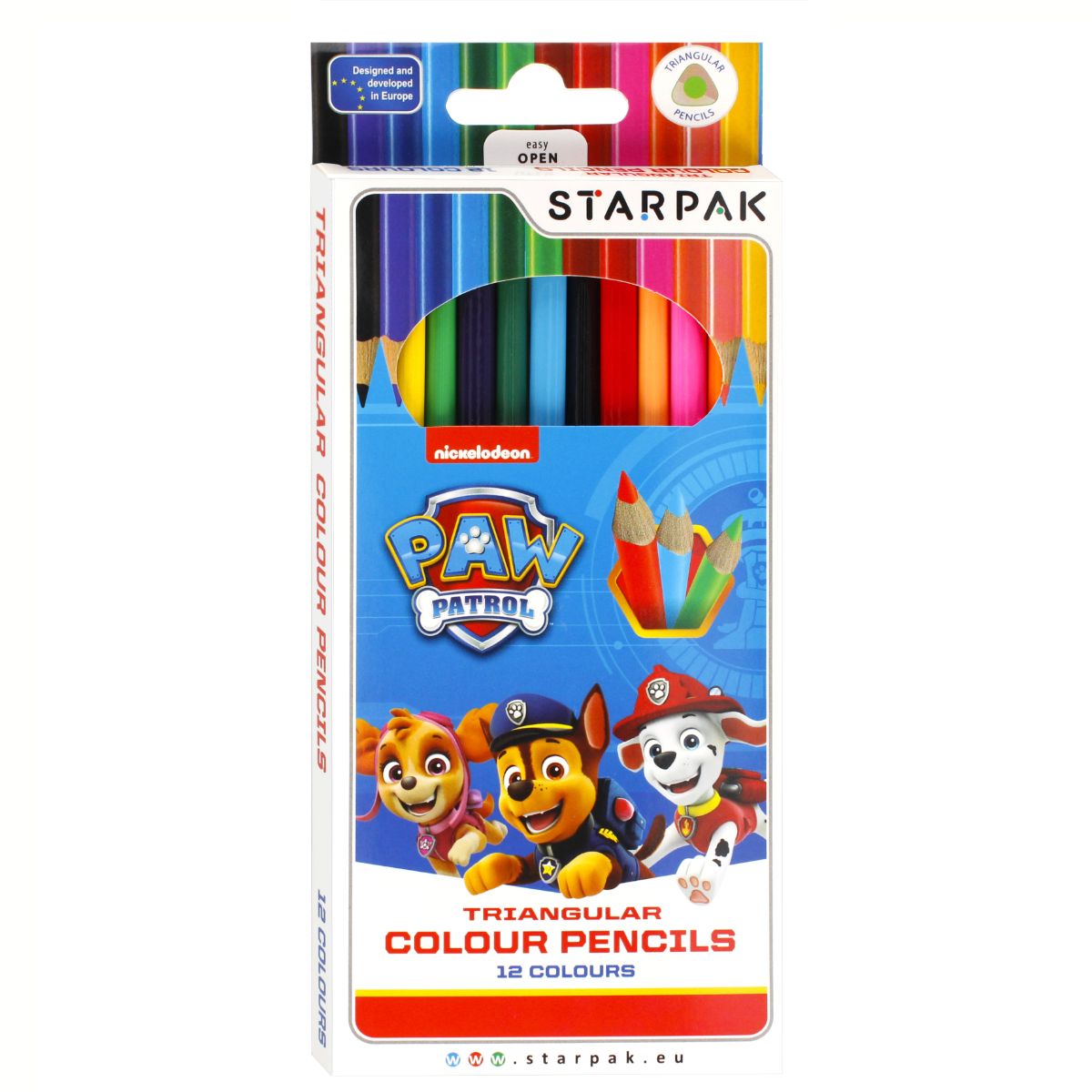 Creioane colorate triunghiulare, 12 culori, Paw Patrol colorate